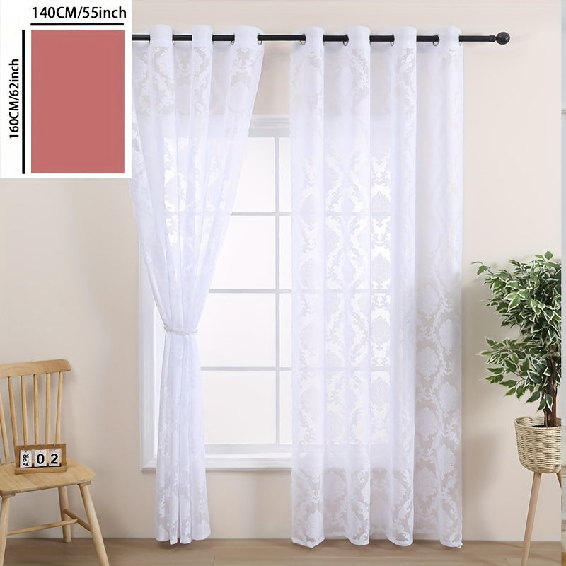 Single Panel Lace Flower Grommet Top Curtains for Living Room Bedroom Office