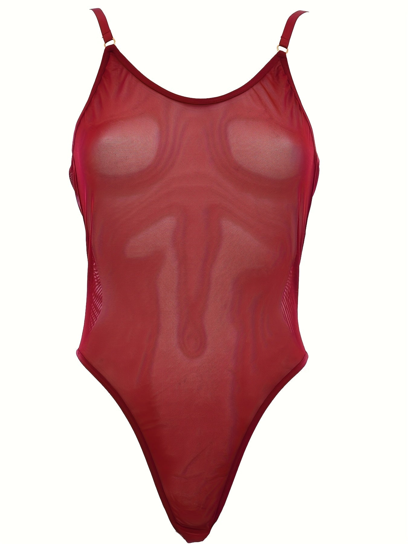 Women's Mesh Sleeveless Teddy and Sheer Backless Thong Bodysuit Lingerie