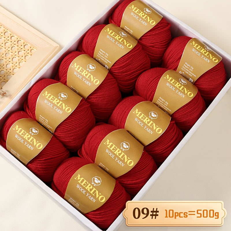 10 JIUWEIDIAOWANG Merino jun to'plari, har biri 500g, 212 O'rtacha og'irlik, Qo'l bilan bo'yalgan DIY material to'qimachilik uchun - Ko'p rangli gradient, Qalin va nozik aralashma, Kamel jun, Kuz Qish.