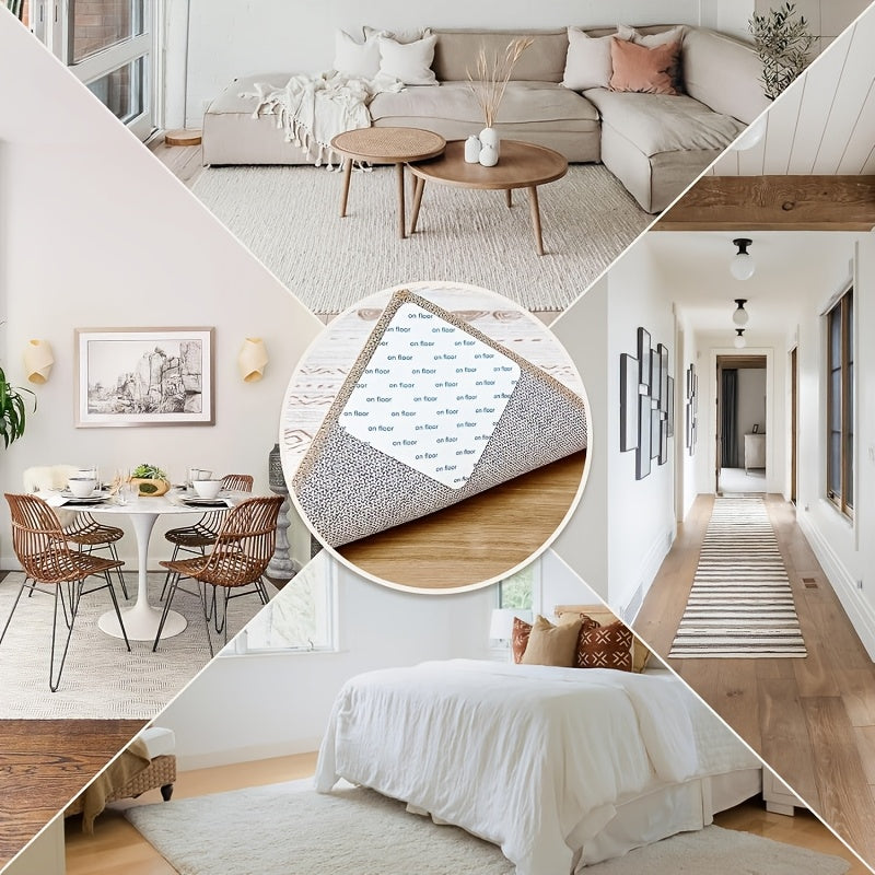 4 Pieces Non-Slip Carpet Gripper Pads for Rugs on Hardwood Floors and Tiles