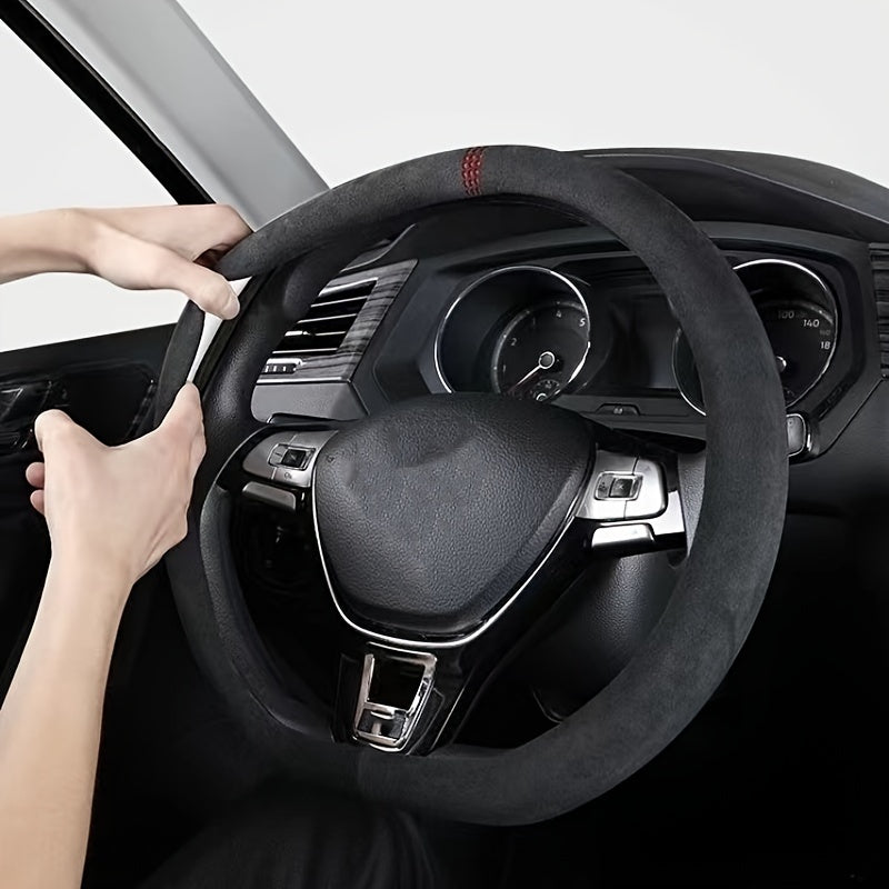 Universal Breathable PU Leather Steering Wheel Cover Anti-slip D-Shaped Round