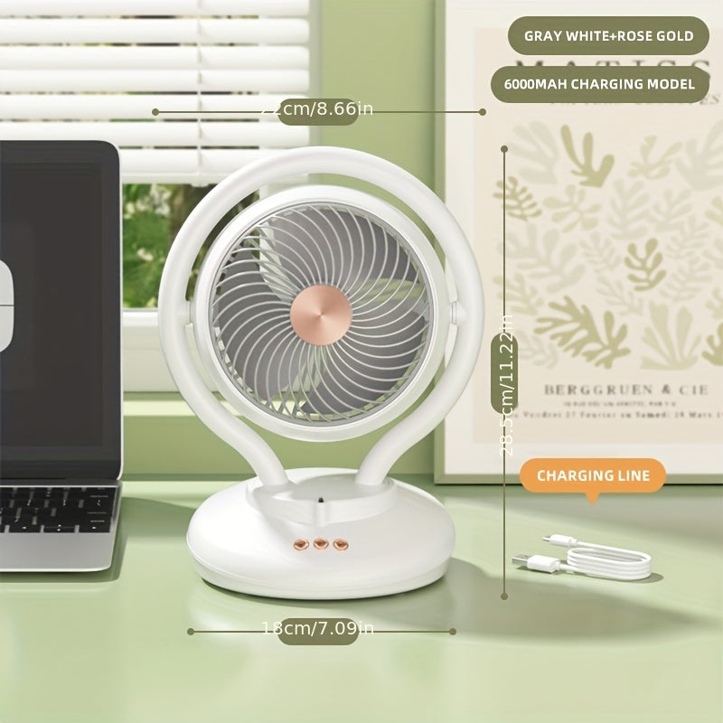 Portable Fan with Oxygen Ion Air Purification, Adjustable Speeds, Timer, Rechargeable Battery