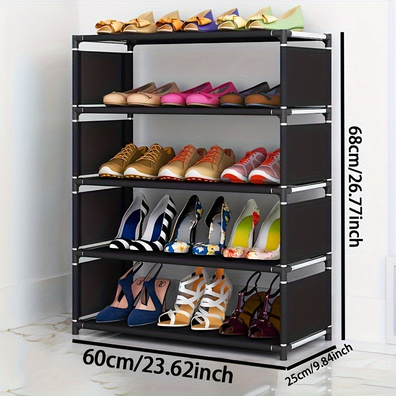 Metal Shoe Rack with Multiple Layers Dustproof Cover for Entryway Bedroom Dorm