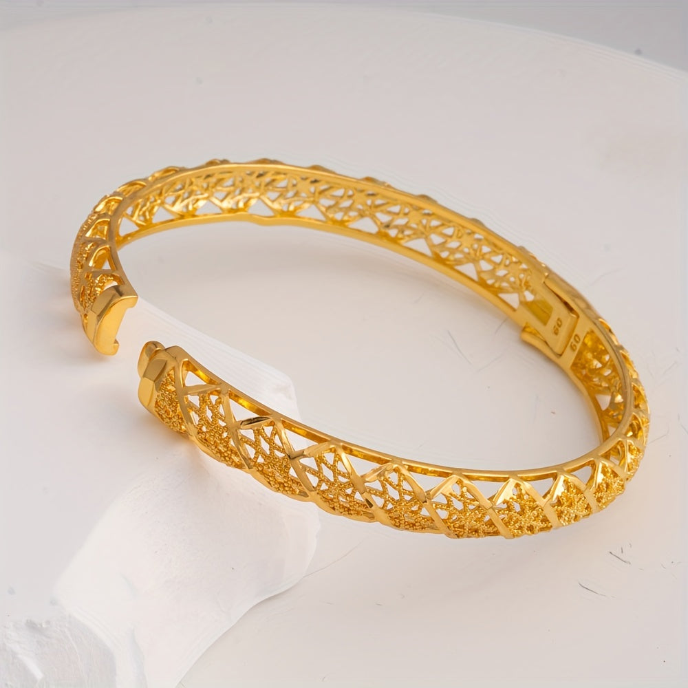 Set of 4 Gold Tone Copper Cuff Bracelets for Women Open Bangle Style Jewelry