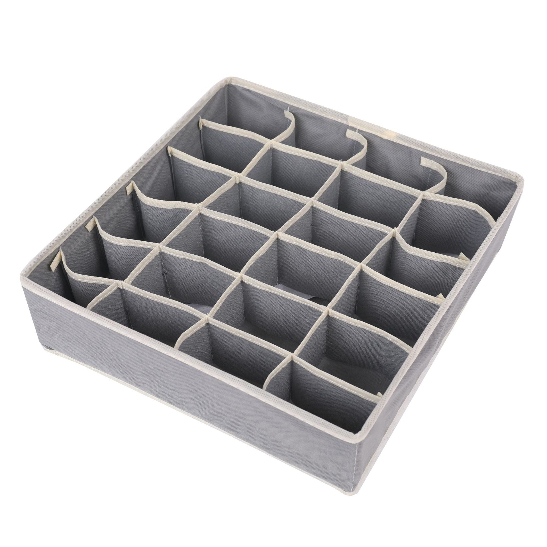 Caja de almacenamiento de ropa interior de tela con 24 compartimentos para calcetines y corbatas