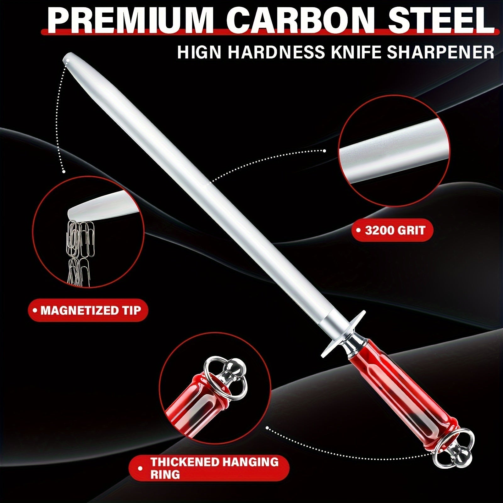 High-Carbon Steel Knife Sharpener 12 Inch Ultra-Fine Grit Magnetic Head Kitchen Restaurant