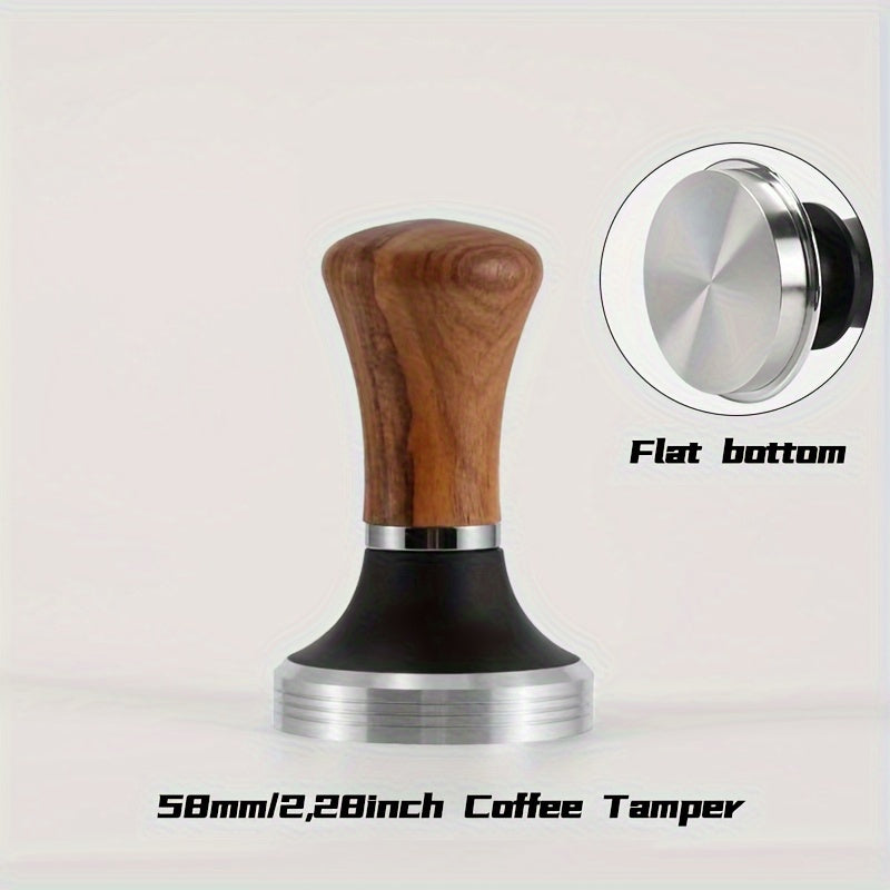 Espresso Tamper Stainless Steel Wooden Handle for 51/53/58mm Machines