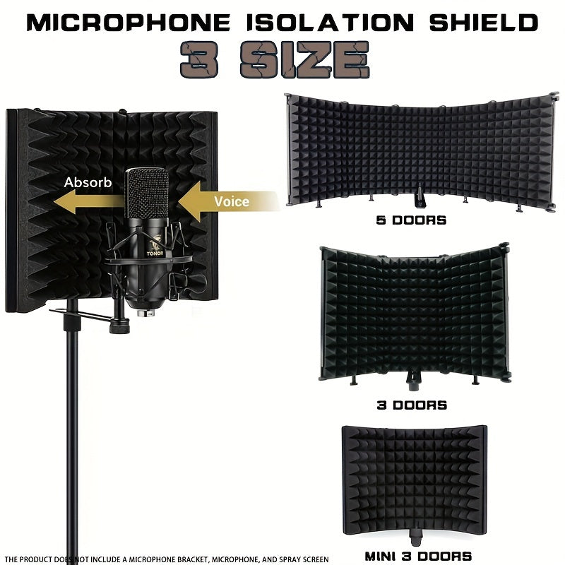 Studio Microphone Isolation Shield Windproof Cotton Soundproof Absorber for Recording