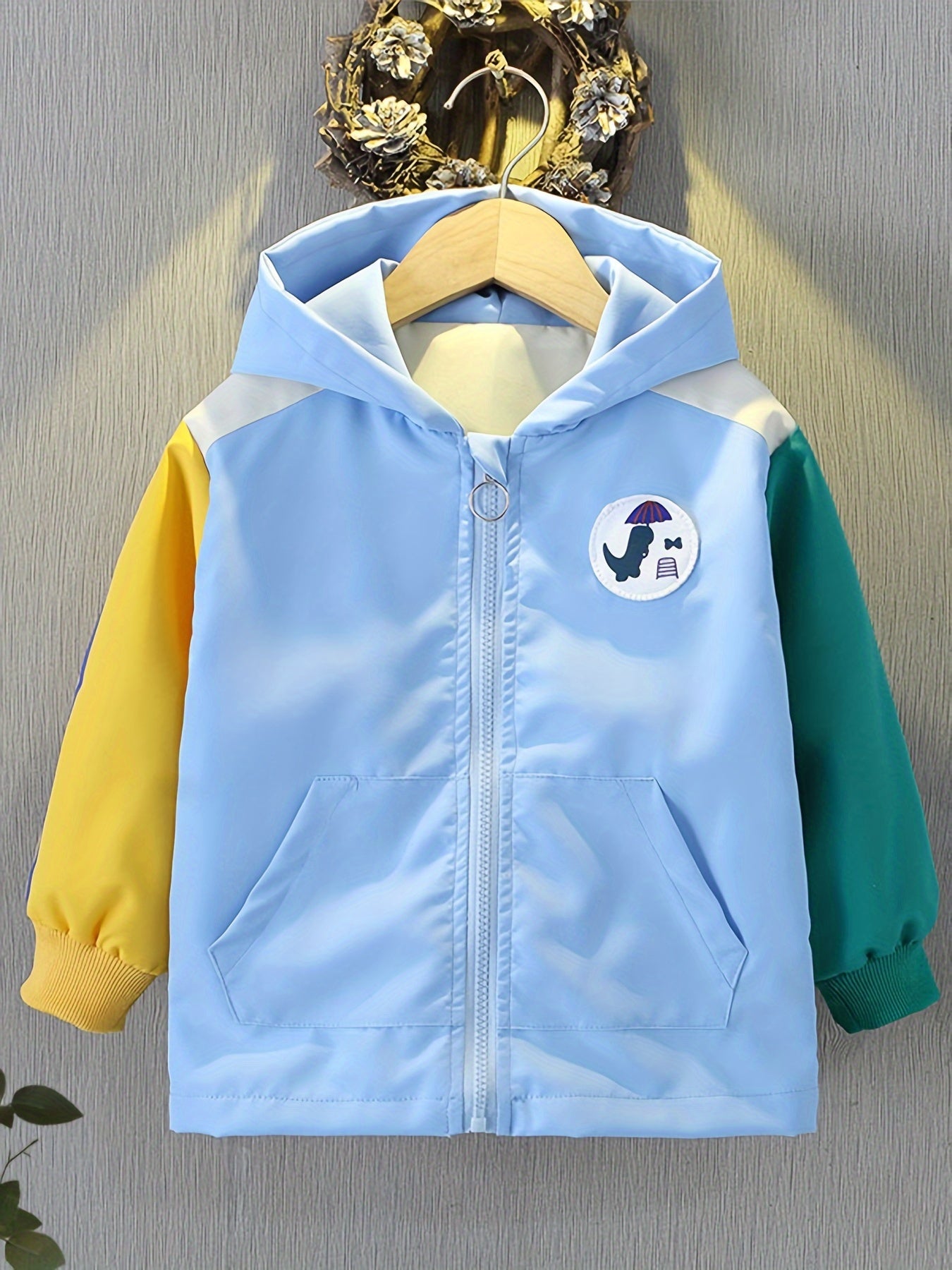 Boy's Hooded Coat with Dinosaur Patterns for Spring and Fall Outdoor Activities