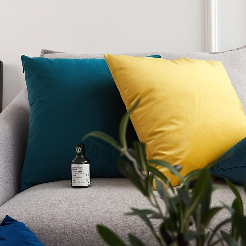 Velvet Pillow Cover Solid Color Cushion Cover for Sofa Bed Living Room 18x18 Inches