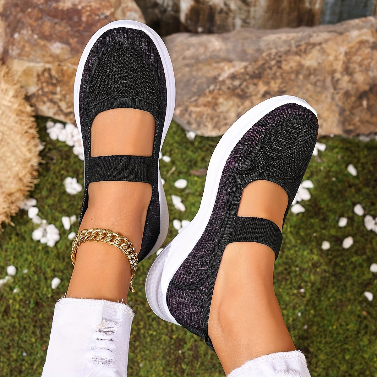 Women's Knit Slip-On Sneakers Breathable Lightweight Casual Shoes Multi-Color