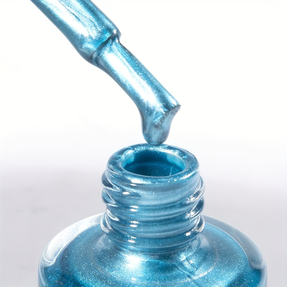 Blue Mirror Finish Metal Nail Polish for Long-Lasting Quick-Dry Manicure