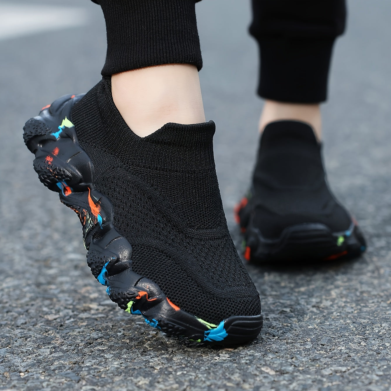 Детские дышащие кроссовки-слипы из трикотажа, универсальные для всех сезонов, повседневные, низкий топ, из ткани EVA