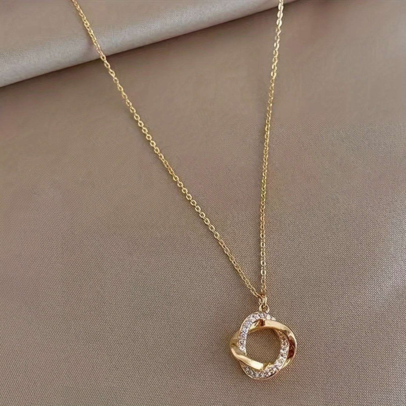Women's Gold Pendant Necklace with Faux Diamond for Daily Wear