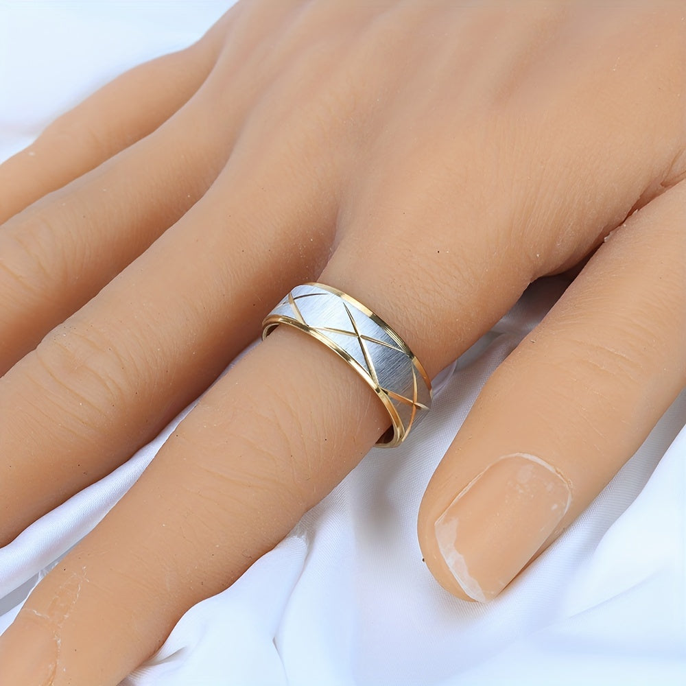 Two-Color Stainless Steel Ring Waterproof Sweat-Proof Jewelry for Men Women