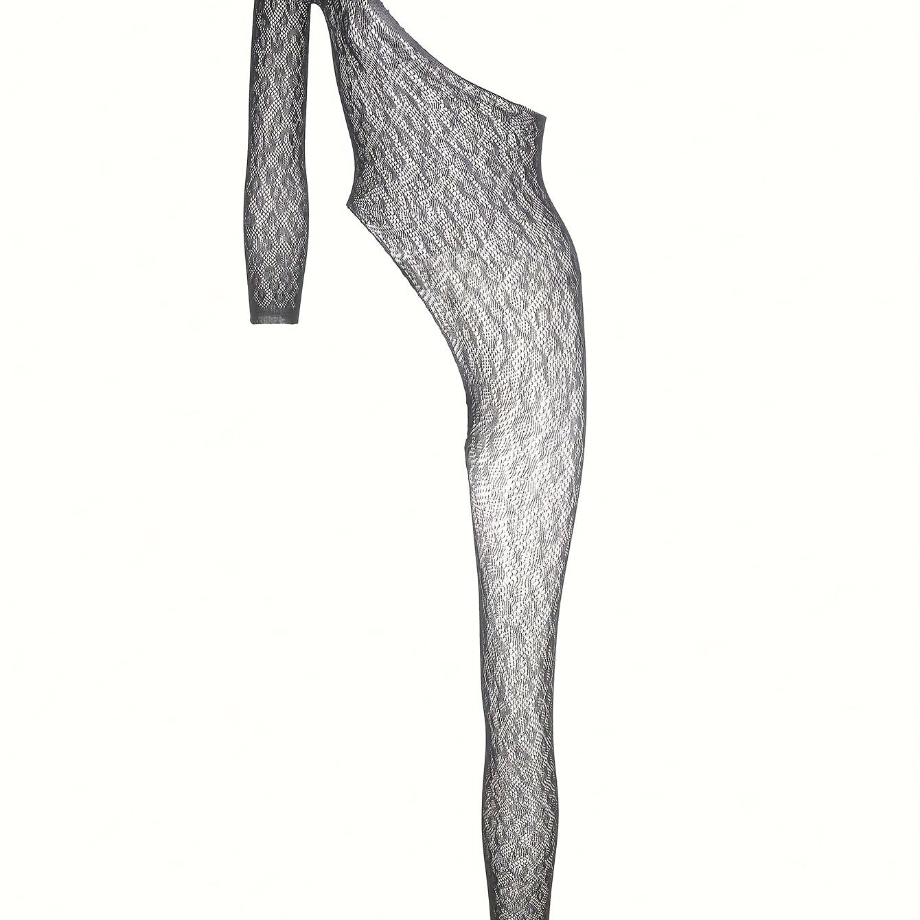 Women's Mesh Bodystocking with One Sleeve and One Leg Sexy Lingerie