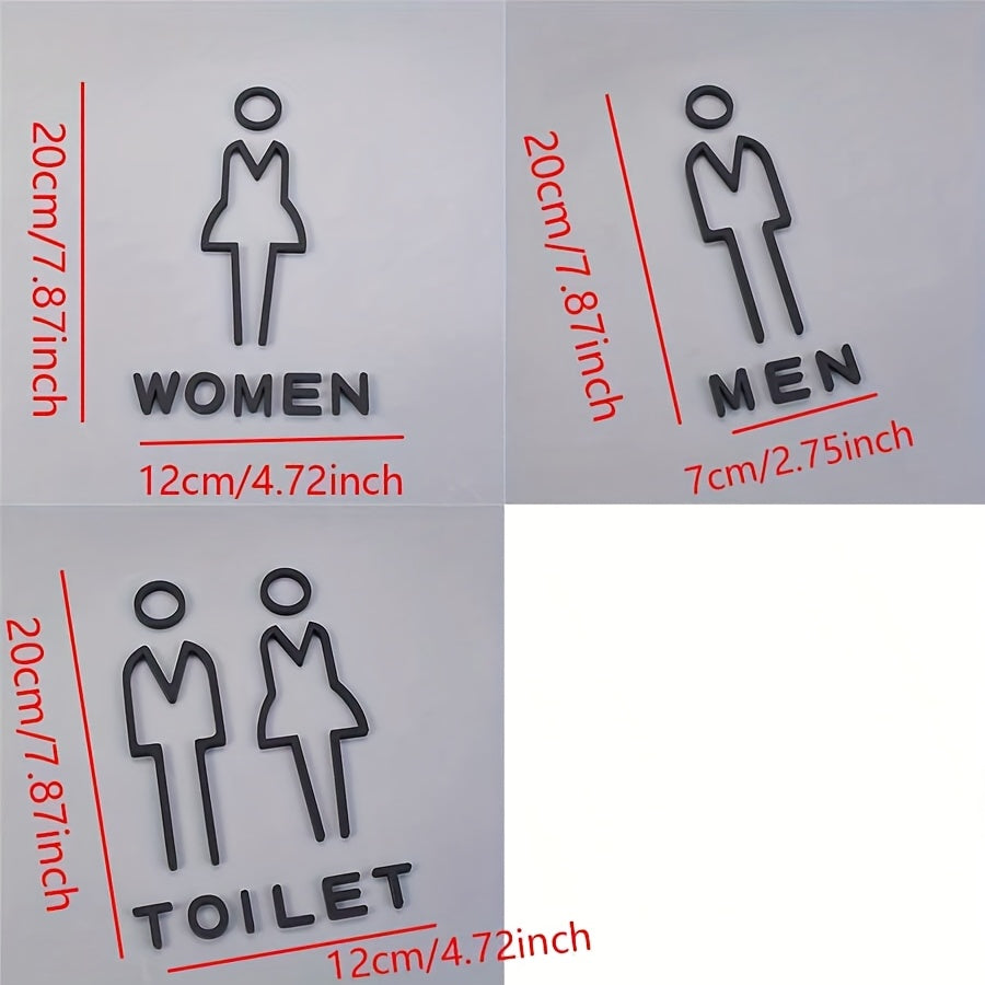 3D Acrylic Bathroom Sign with Arrow No Power Required Easy to Apply for Home and Business