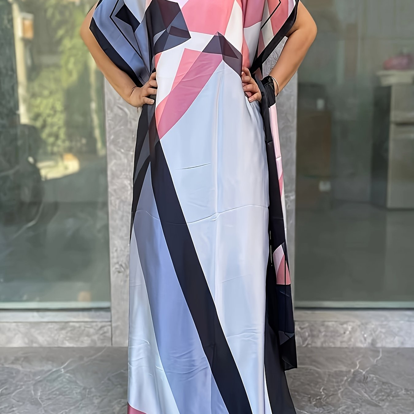 Plus Size Women's Boho Floral Print Maxi Dress Linen Loose Fit Beachwear