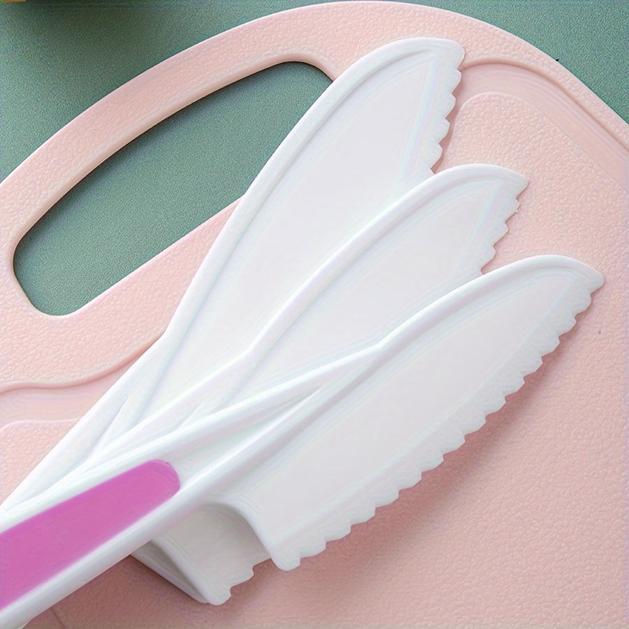 Set of 3 Plastic Bread Knives for Kids, Safe Food Contact, Perfect for Fruit and Cake
