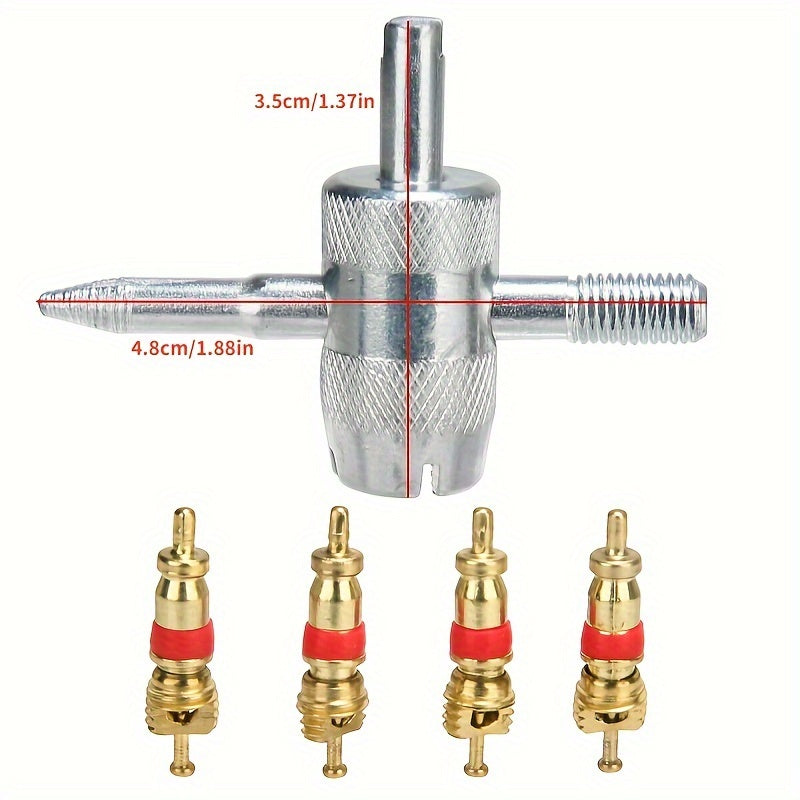 Universal Tire Valve Repair Tool Set with Copper Cores for Easy Maintenance