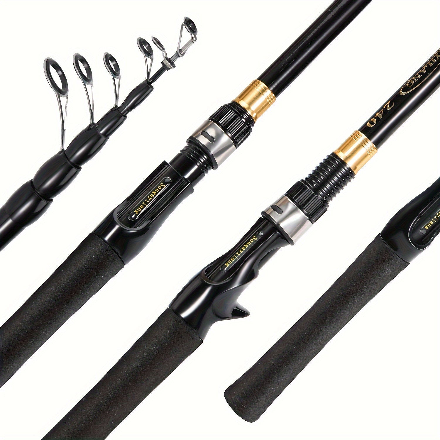 Telescopic Carbon Fiber Fishing Rod 1.8-2.4m Saltwater Freshwater EVA Handle