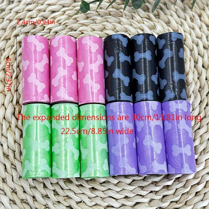 60-Pack Dog Waste Bags Leak-Proof Bone Print Easy-Tear Polyethylene Outdoor Cleanup