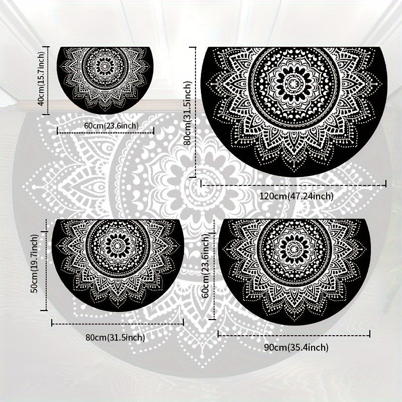 Non-Slip White Circular Doormat Washable Polyester Indoor Outdoor Entry Rug 15x23 19x31 23x35 31x47 Inches