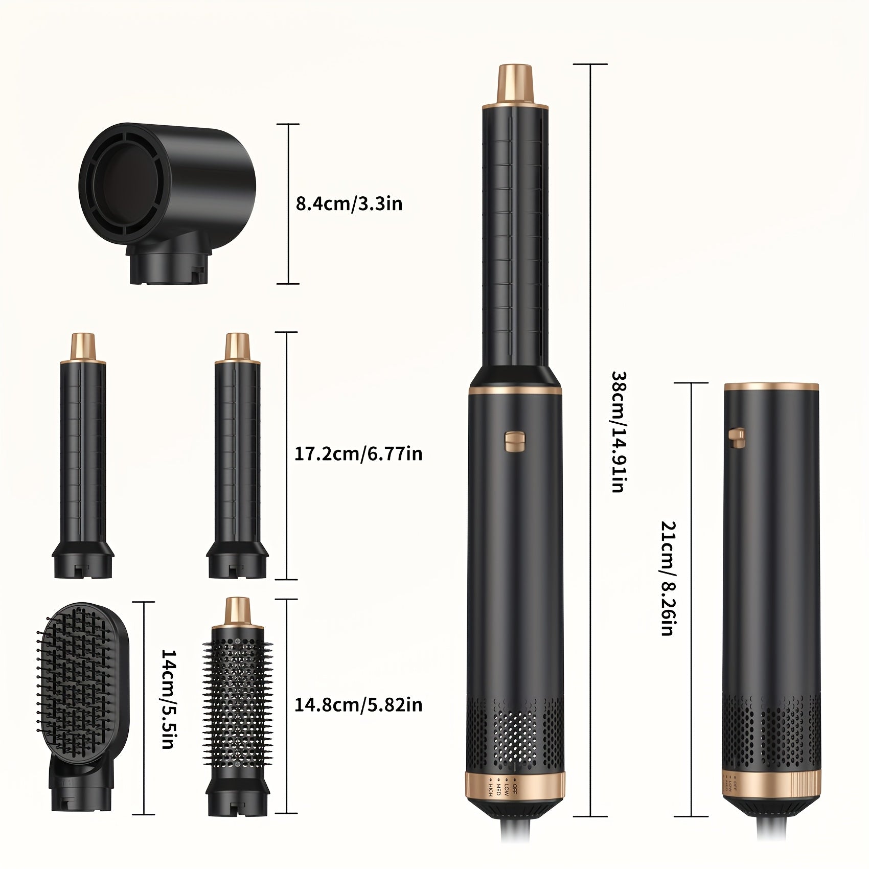 Cepillo secador de pelo 5 en 1 con tecnología iónica para un secado rápido, rizado, volumen y alisado 220-240V enchufe europeo