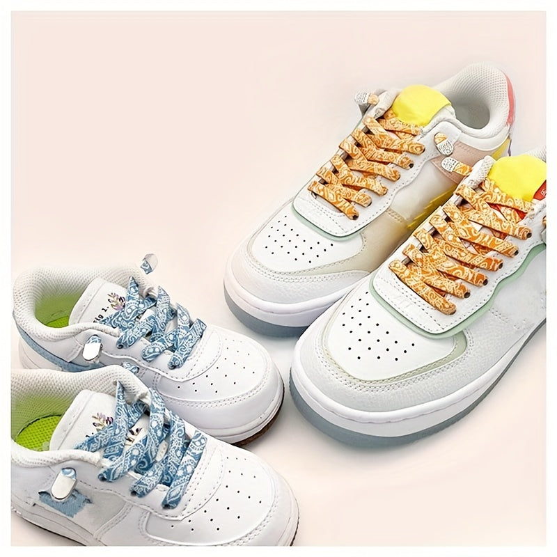 Unisex Elastic Cashew Flower Shoelaces 100cm for Sports and Casual Shoes