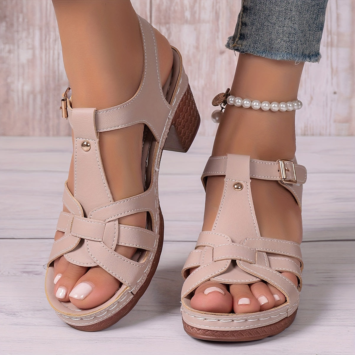 Women's Summer Wedge Sandals Open Toe Faux Cover Platform Heel