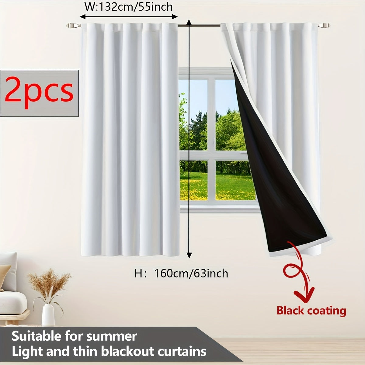 Two Pieces Blackout Curtains Thermal Insulated Twill for Bedroom Living Room