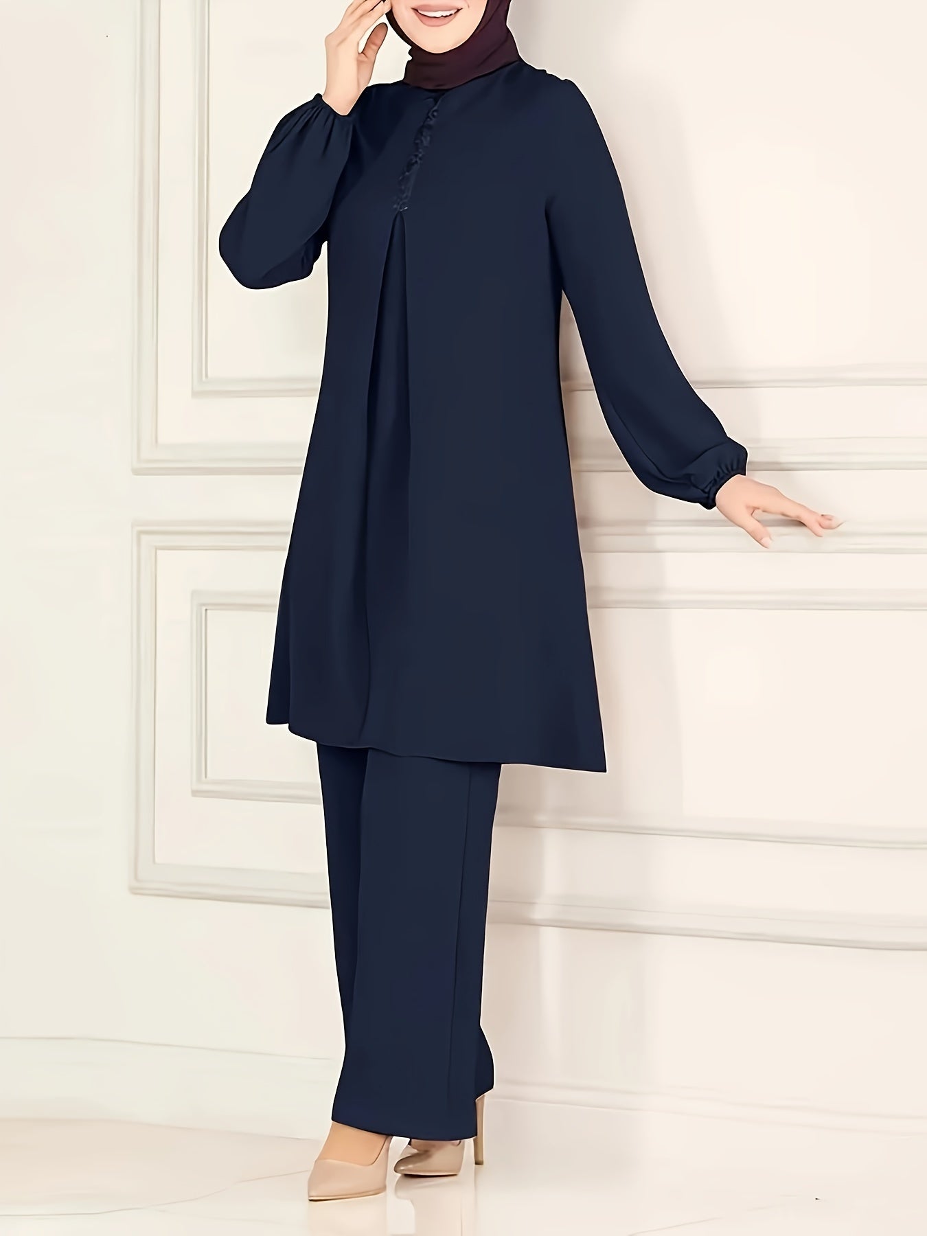 Muslim Clothing Long Sleeve Solid Color Woven Polyester Traditional Attire