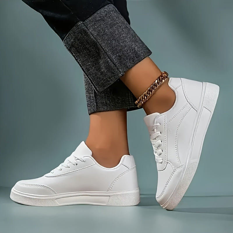Women's White Casual Sneakers Large Size Breathable Lightweight Flat Shoes