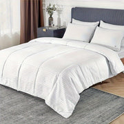 30mm Silk Quilt with Egyptian Cotton Shell Duvet Cover All-Season Stripes Satin