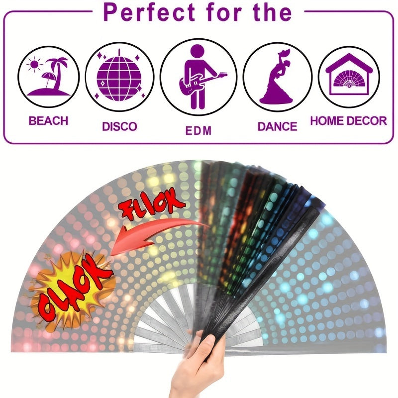 Glow-in-the-Dark Folding Fan with Nature Theme Portable Party Accessory for Raves and Festivals