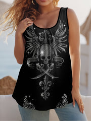 Топ без рукавов для женщин больших размеров из полиэстера с 3D-принтом черепа, летний жилет