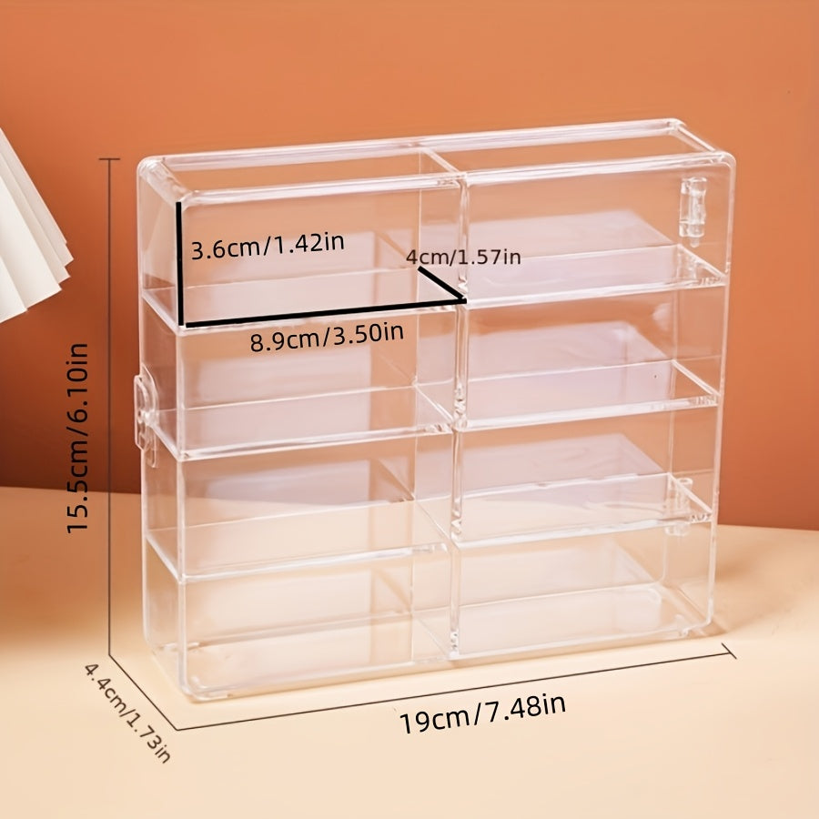 8-Compartment Toy Car Storage Box Transparent Organizer for Alloy Cars