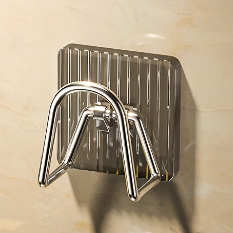 Wall-Mounted Acrylic Stainless Steel Kitchen Sponge Holder with Towel Rack