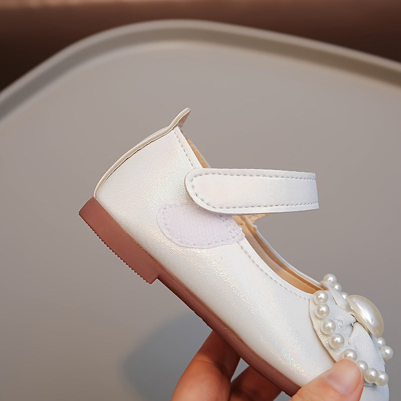 Zapatos Mary Jane para niñas con lazo de perla, ligeros y transpirables para fiestas y bodas