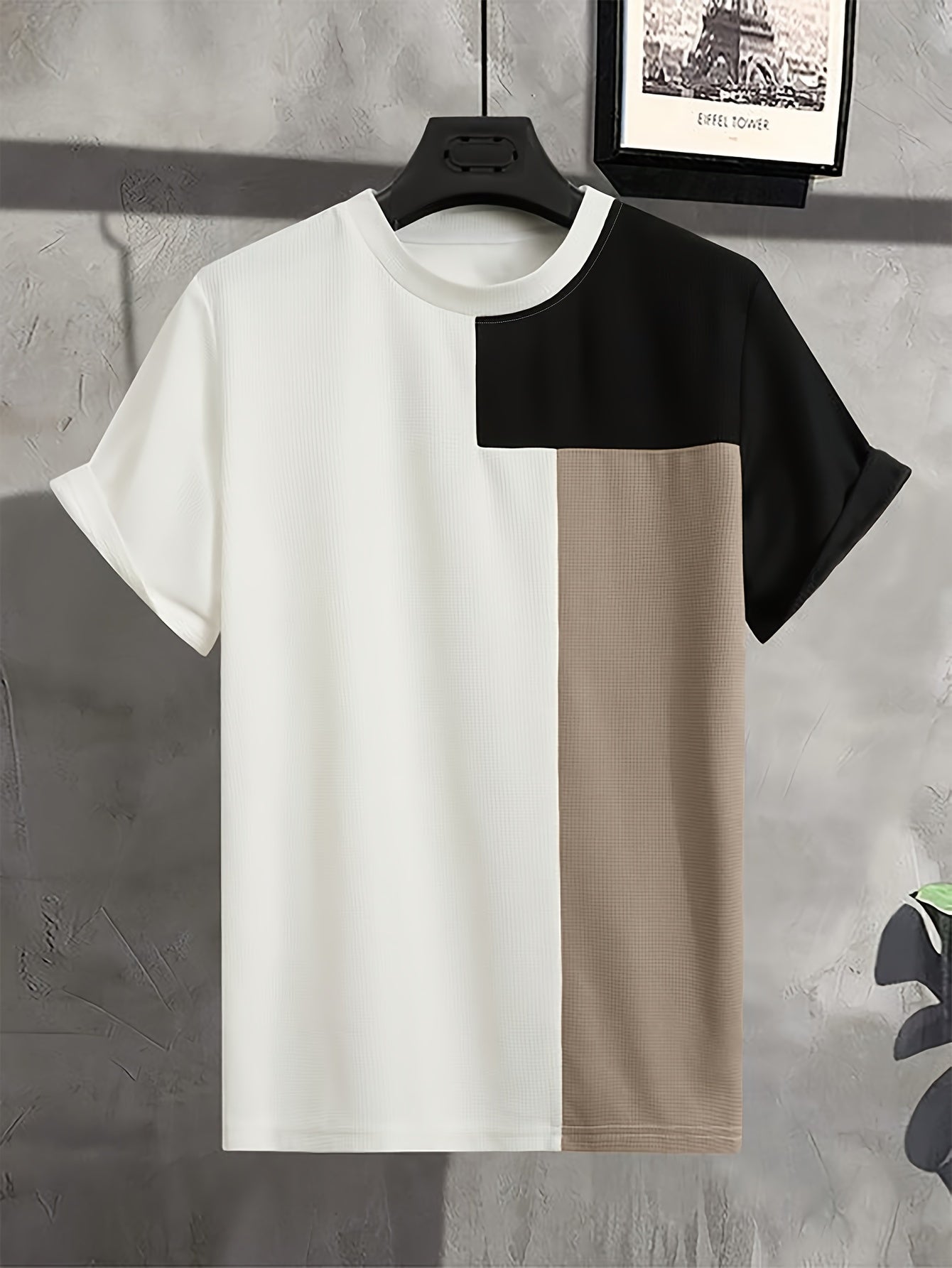Camiseta de manga corta de secado rápido para hombre, de poliéster transpirable, con cuello redondo, casual