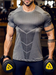 Men's Short Sleeve Compression T-Shirt for Bodybuilding Training Breathable Quick-Drying Polyester