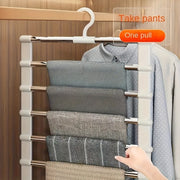 Foldable Pants Hanger with Stainless Steel Rods Multi-Layer Plastic Organizer for Retail Display