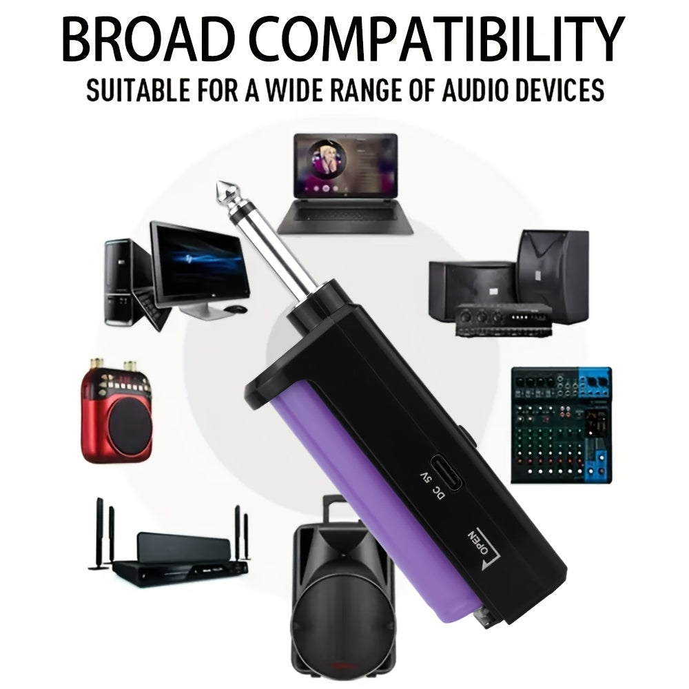 Беспроводной караоке-микрофон Heikuding с перезаряжаемой литиевой батареей USB, разъемом 6,35 мм, однонаправленной полярной характеристикой, малой диафрагмой, функциями зажима и стойки для универсального использования.