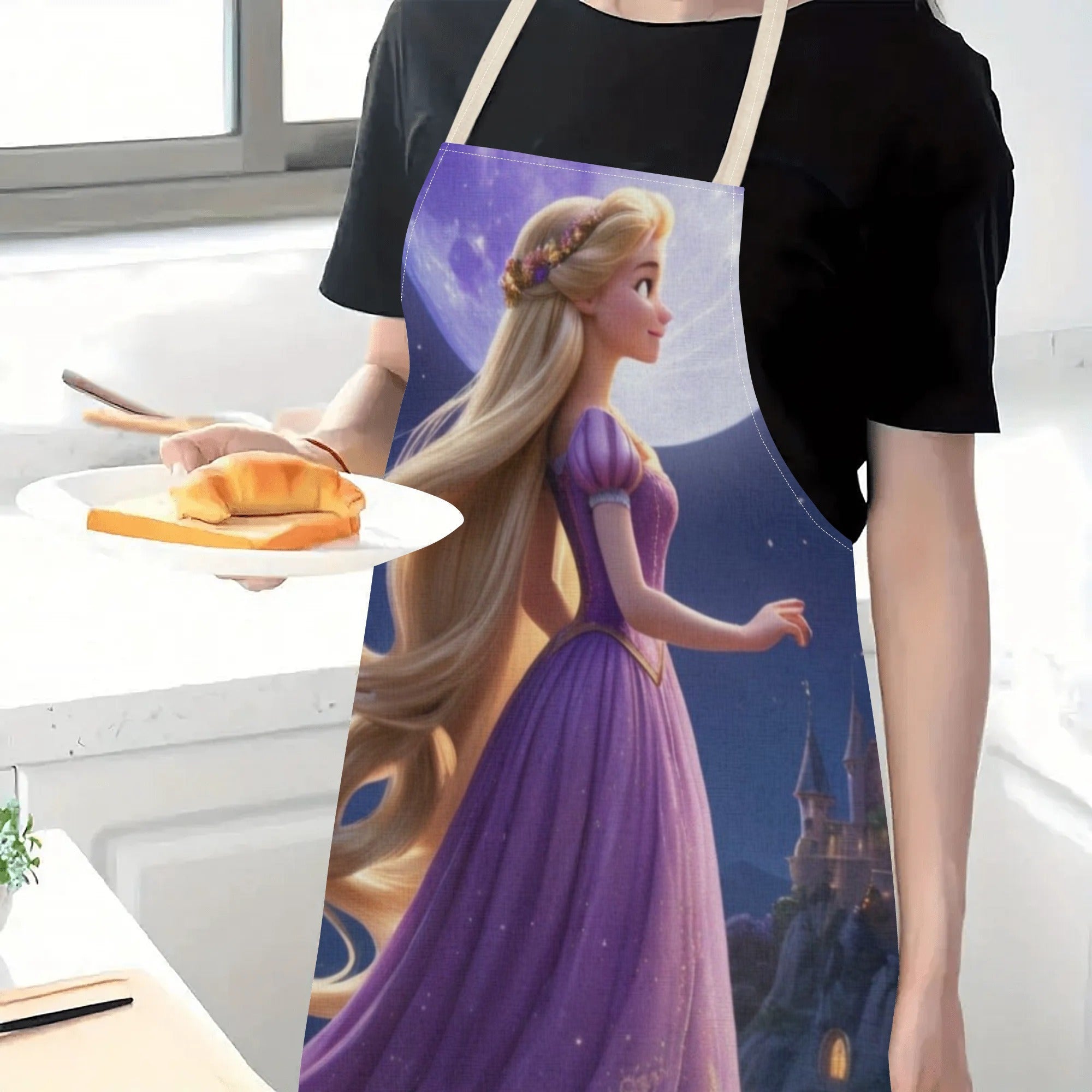 Waterproof Apron Purple Castle Moon Disney Cinderella Style Durable Polyester One Size