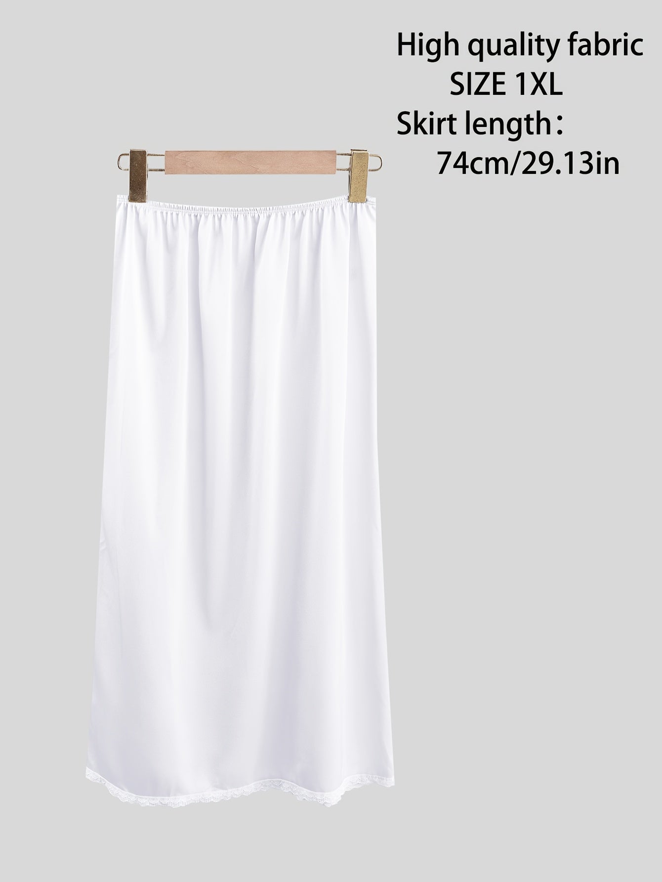 Plus Size Lace Petticoat Skirt Casual Mid-Length Polyester Elastane Solid Color