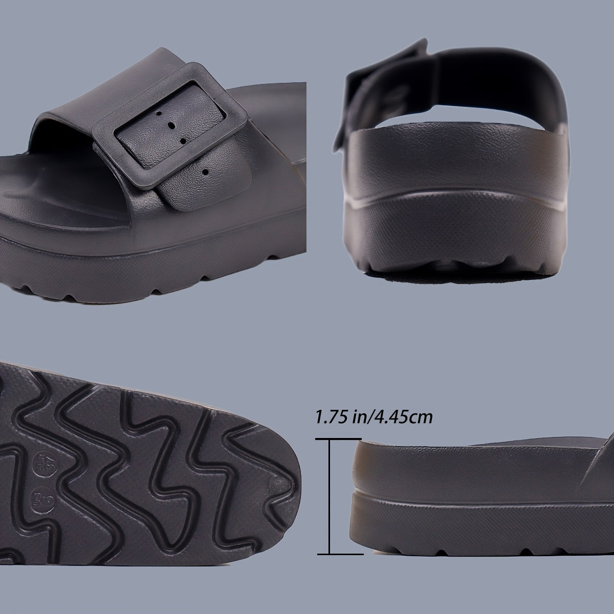 Women's Outdoor Sandals Adjustable Buckle Casual Flip Flops with 1.75-Inch Heels