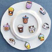 11Pcs Kids Girls Boba Tea Shoe Charms Set PVC Shoe Accessories Removable Decor