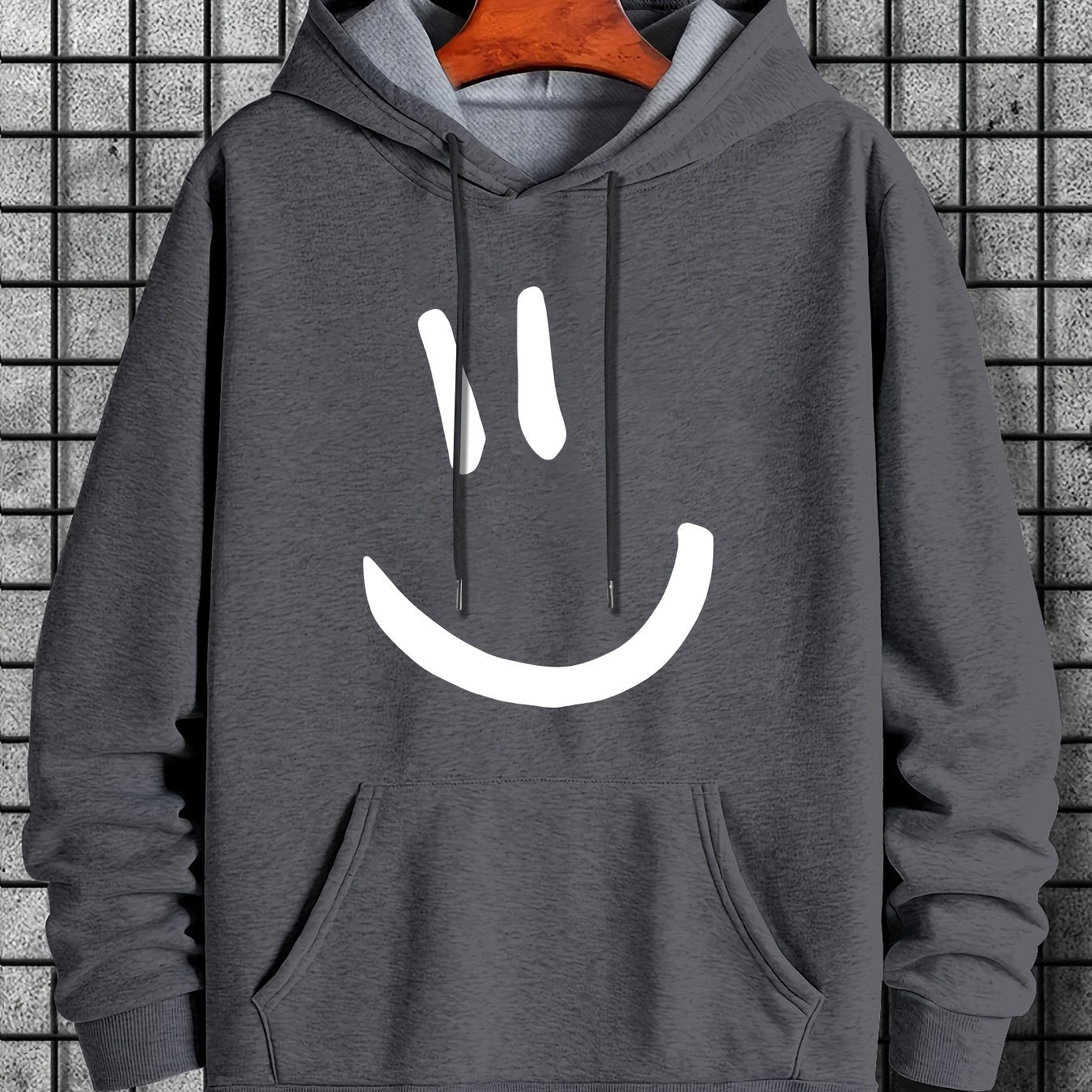 Men's Hoodie with Smile Face Graphic Print Long Sleeve Casual Plus Size Spring Autumn