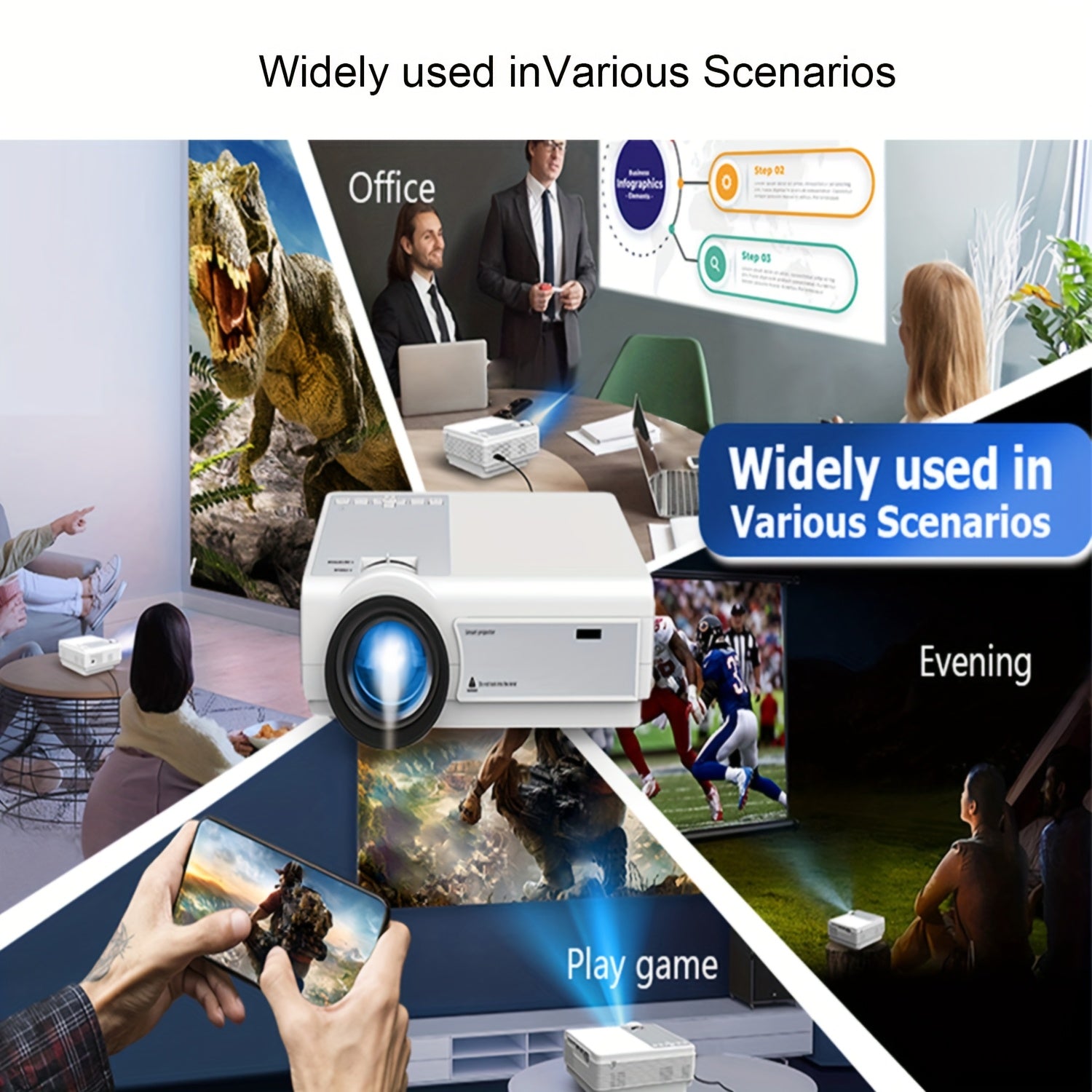 Мини портативный WiFi проектор 1080P для домашнего кинотеатра, на открытом воздухе, короткофокусный