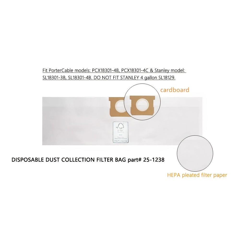 Replacement Dust Filter Bag for Wet Dry Vacuum Cleaner 15.14 L 1 Pack